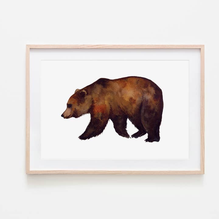 Watercolor Brown Bear Art Print for wholesale by Broken Paddle Studio