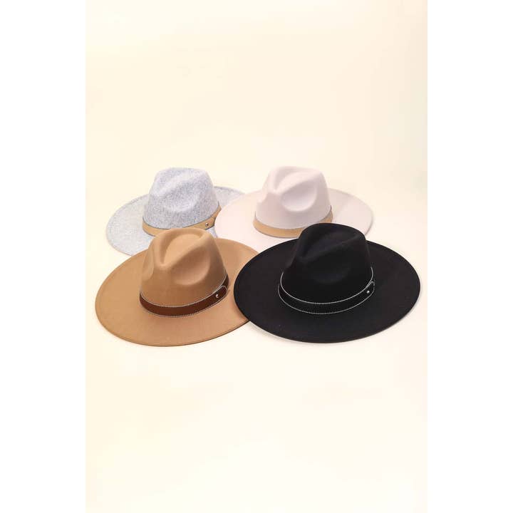 Anarchy Street - Wholesale Fedora - Women's - Faux Leather Strap Flat Brim Fedora Hat