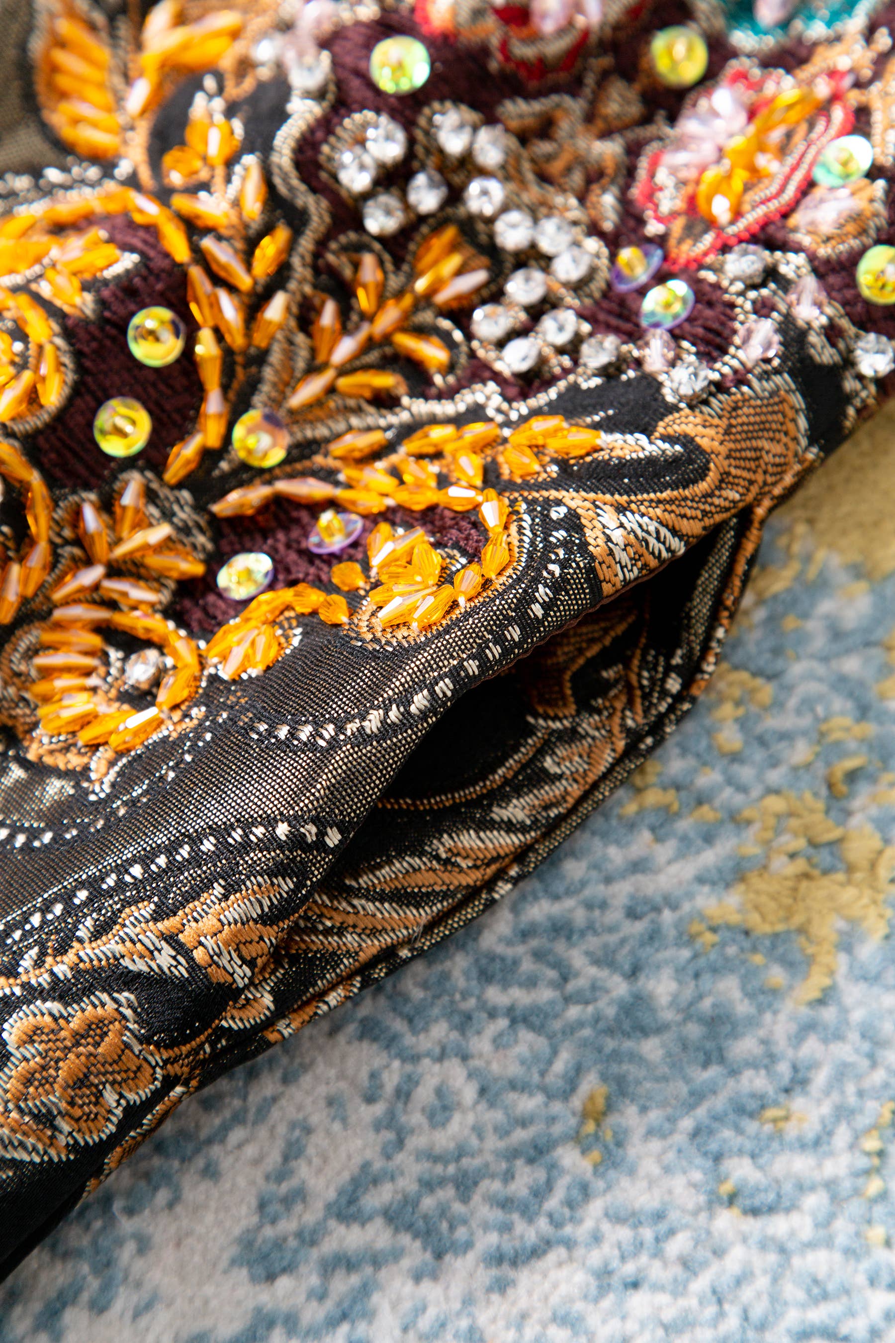 Color as pictures CT177Y Luxury Embroidered Beaded Jacquard Vintage Long Coat for wholesale on Faire6