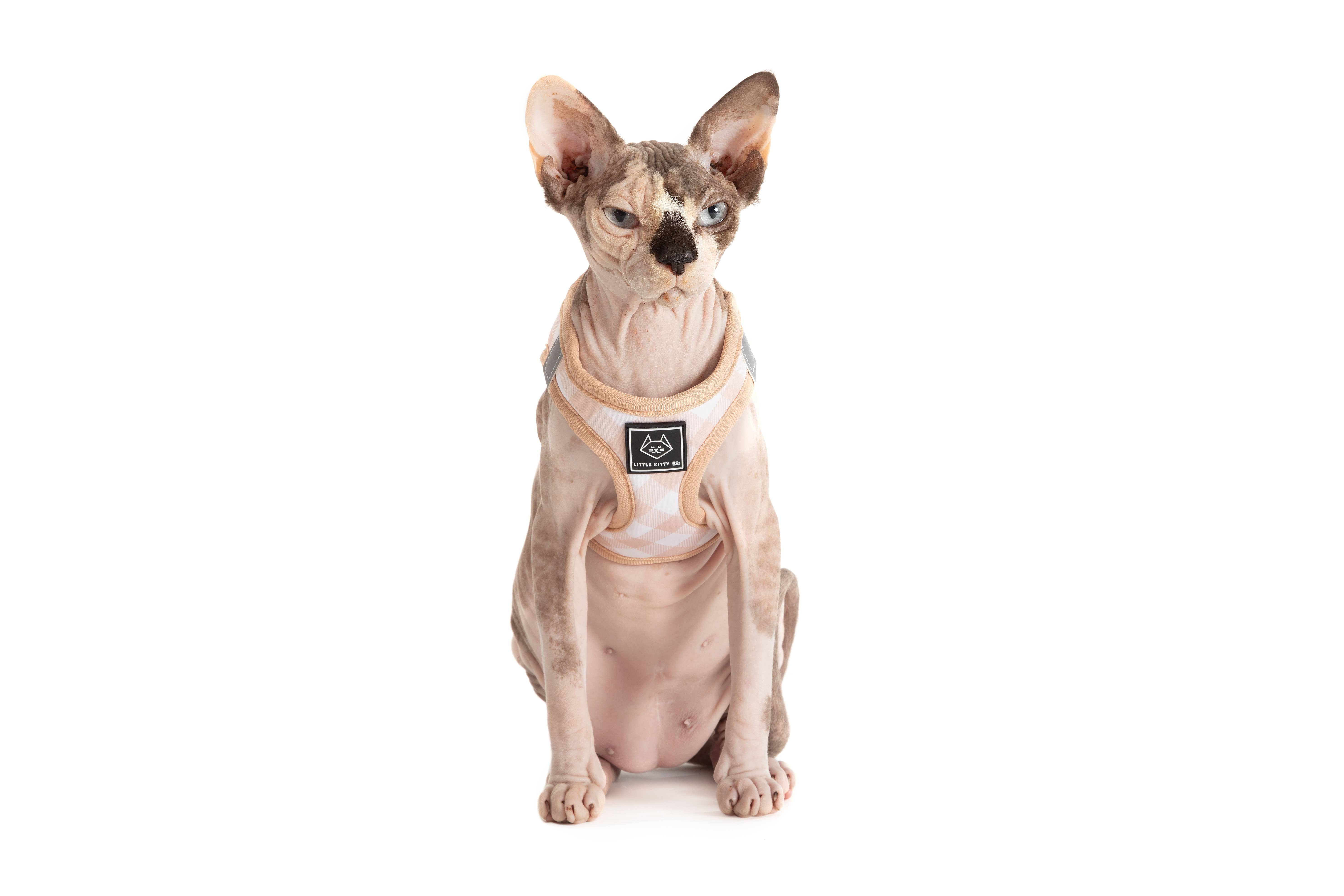 Little Kitty Co. - Wholesale Pet Harness - Cat - CAT STEP IN HARNESS: Latte Gingham3