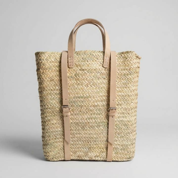 Melecraft - Wholesale Backpack - Women's - Woven Palm Leaf Backpack Leather Straps Boho Market Bag3