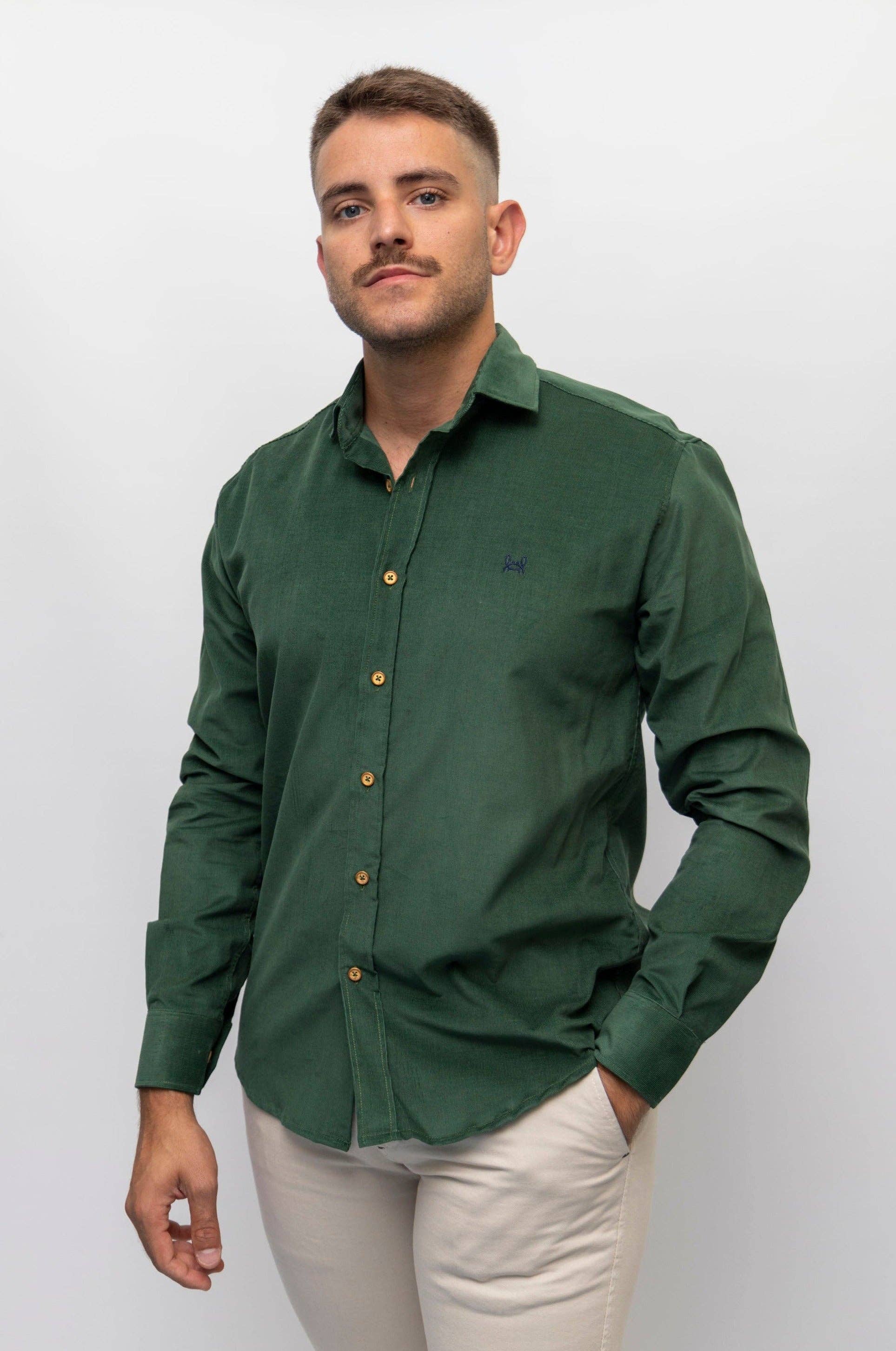 Custi Mikelo: Men's Clothing & Christmas Gifts - Wholesale Overhemd met knopen - Heren - Microfleece overhemd in flesgroen1