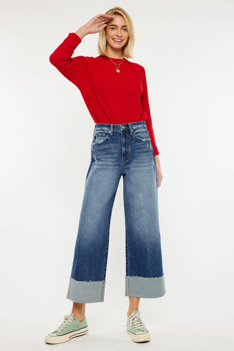 MOYEN OUVRIR LE PAQUET JEANS ÉVASÉS COURTS DES ANNÉES 90-KC5538M en vente sur Faire1