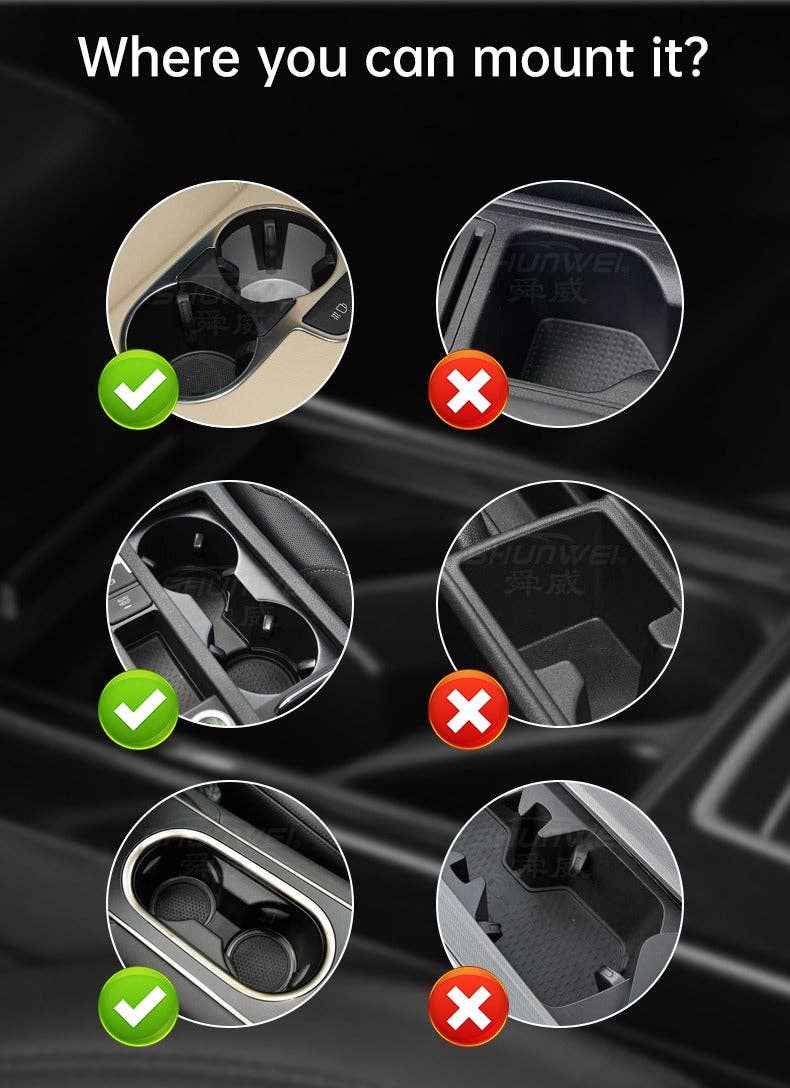 VIGOR – Großhandel Rückspiegeldeko – Unisex – Getränkehalter-Expander mit Ablage für Auto, 360° drehbarer Tisch Adjusta3