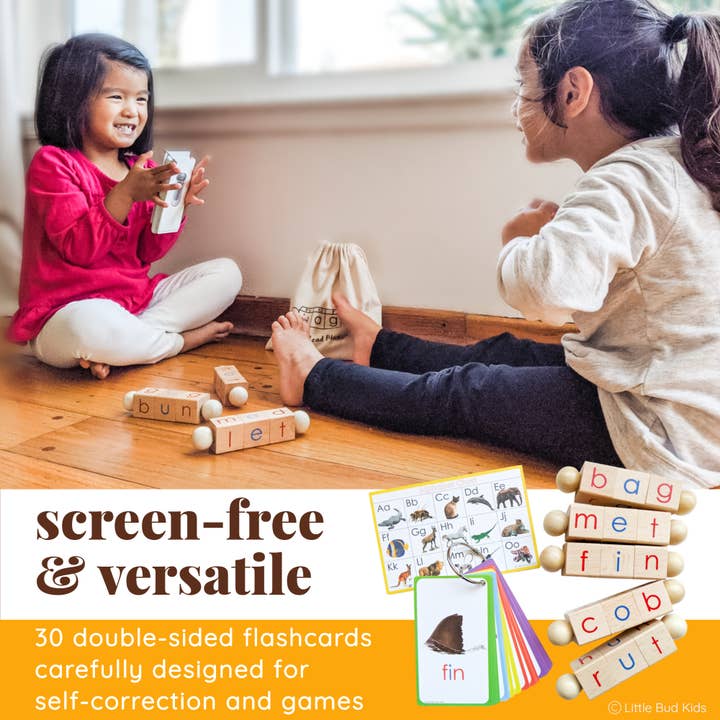 Little Bud Kids - Wholesale Learning Cards - Kids & Baby - Spin-and-Read Montessori Phonetic Reading Blocks & CVC Cards