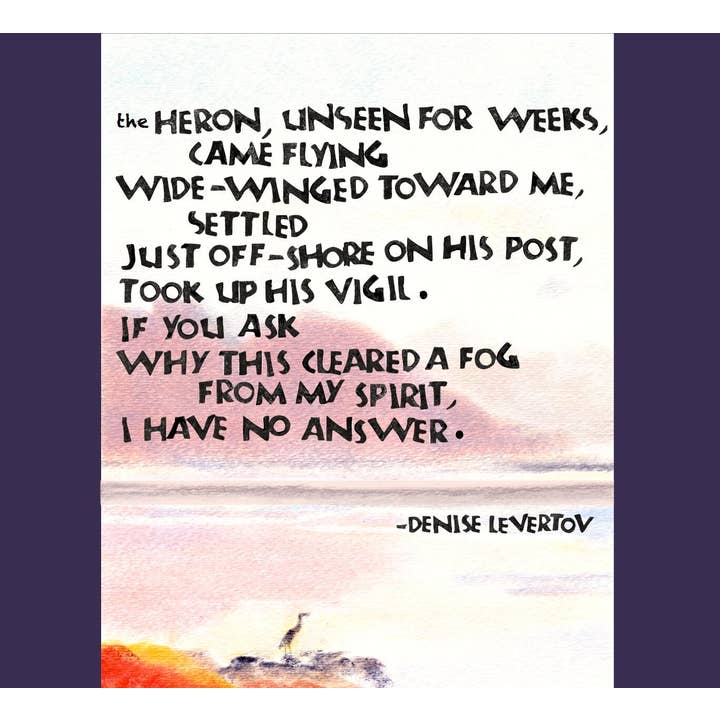 Card T028 The Heron -- Denise Levertov for wholesale by ArtLight Media