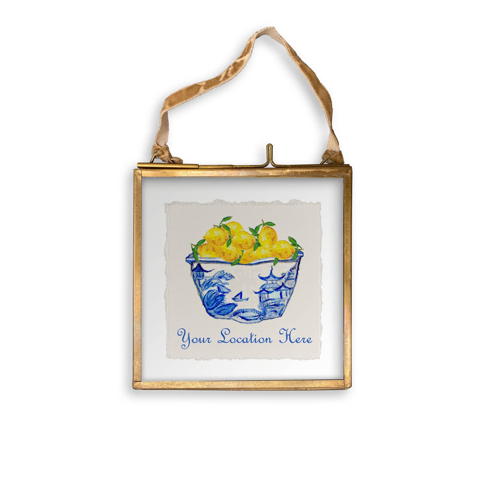 French Graffiti - Wholesale Tea Towel - Blue & White Bowl with Lemons and Location12