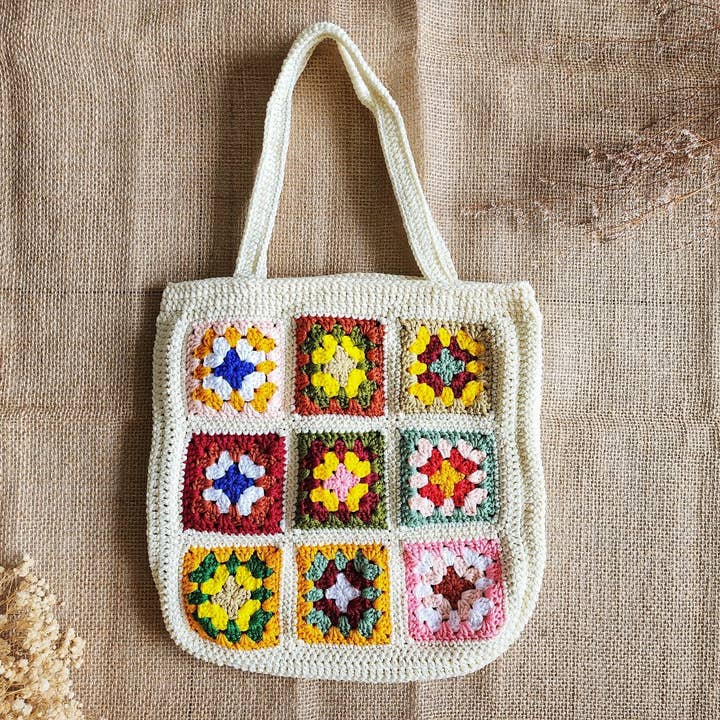 Quince Fables - Wholesale Tote Bag - Women's - Hand-Crochet Bohemian Style Granny Square Bag ✅1