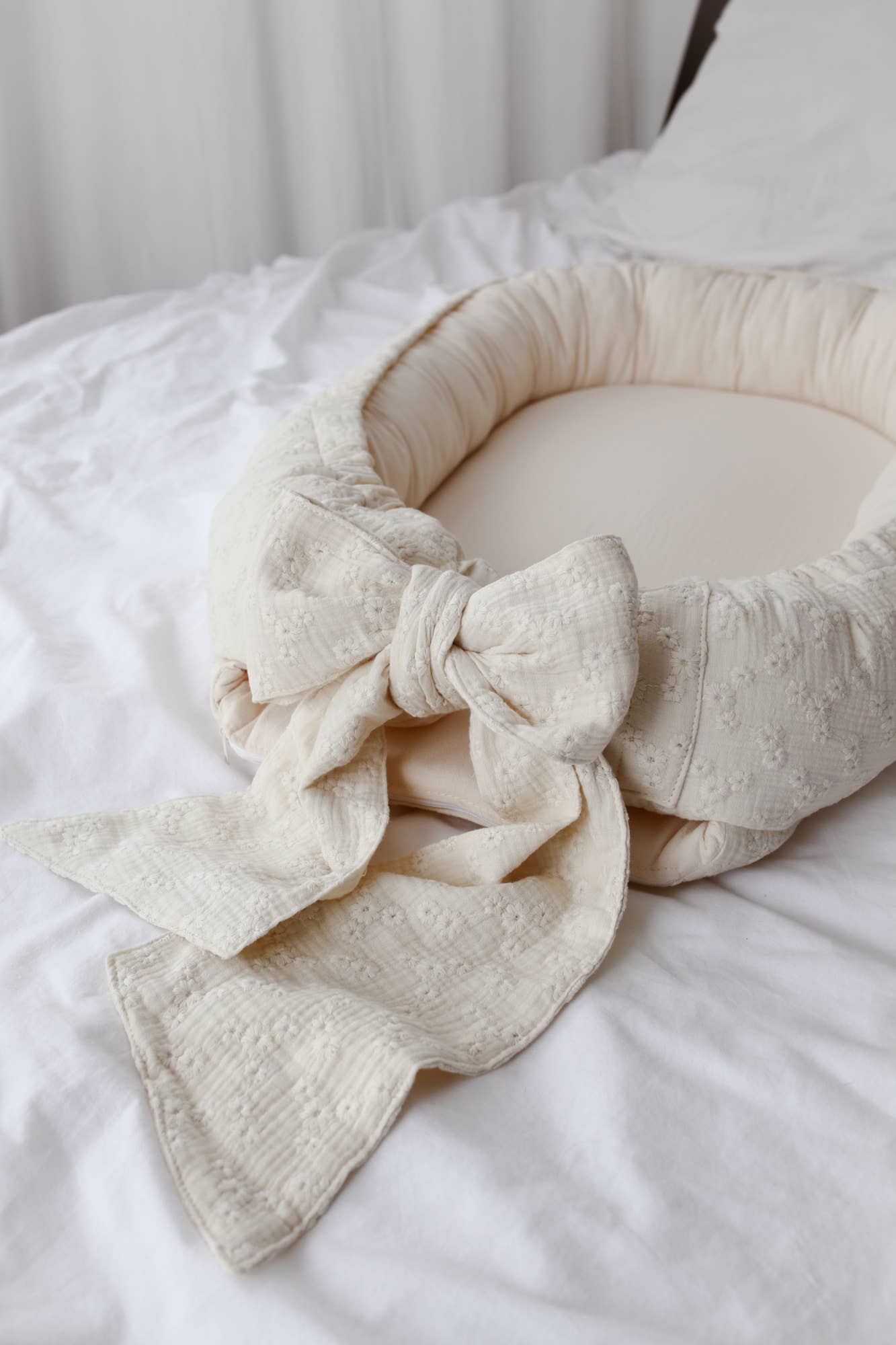 Babyly - Venta al por mayor Moisés - Bebés - Babyly - babynest bordado con lazo - beige claro7