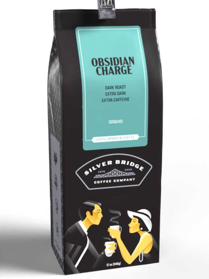 Obsidian Charge Extra Dunkel Extra Koffein für den Großhandel von Silver Bridge Coffee Company
