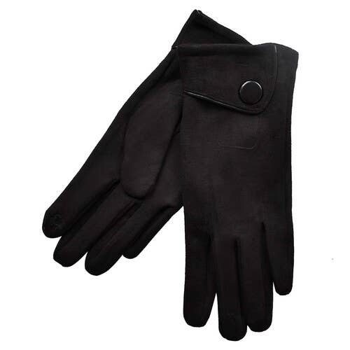 THSG1056: Black: Big Button Cuffed Gloves for wholesale by Taylor Hill Scarves & Co