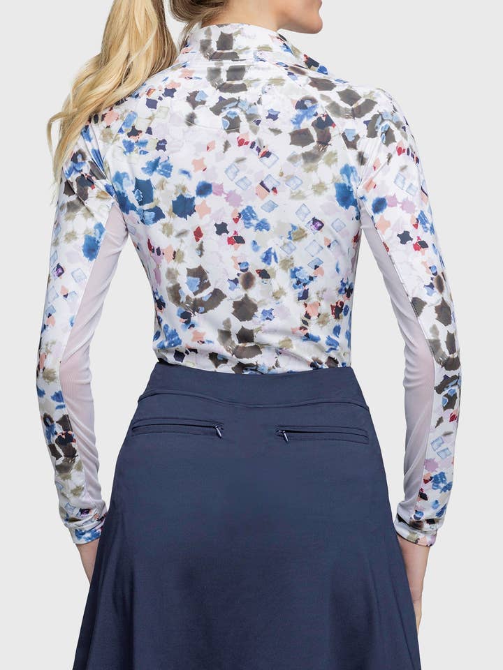Kastel Denmark - Wholesale Athletic Top - Women's - Long Sleeve Seaside Abstract 1/4 Zip Shirt