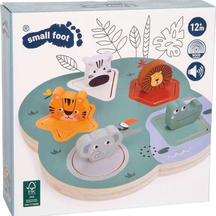 small foot - Wholesale Puzzle - Kids - 3D Animal Sounds Puzzle "Safari" | Puzzles | Wooden Toys5