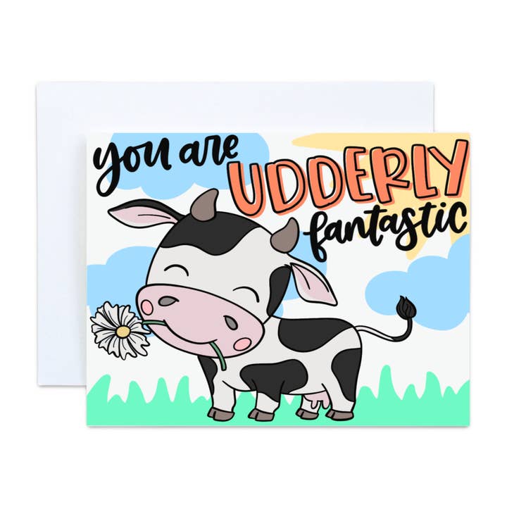 Cow Funny Pun Farm Animal Love Greeting Card for wholesale by Simply Crafty