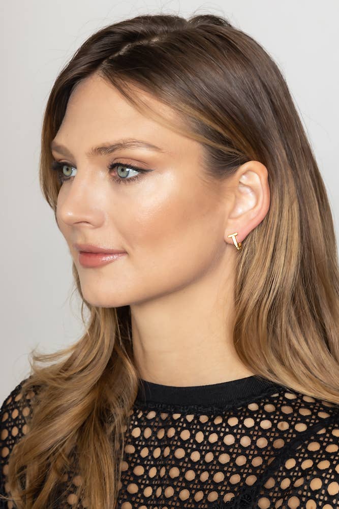 Hana - Wholesale Huggie Earrings - 14K Gold Dipped Huggie Earrings Cv Paved3