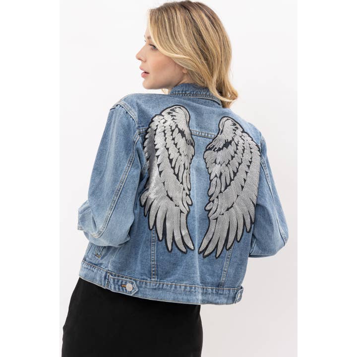 GIACCA IN DENIM CON TOPPA CON SEQUENZA ALARE per la vendita all'ingrosso da parte di VOCAL