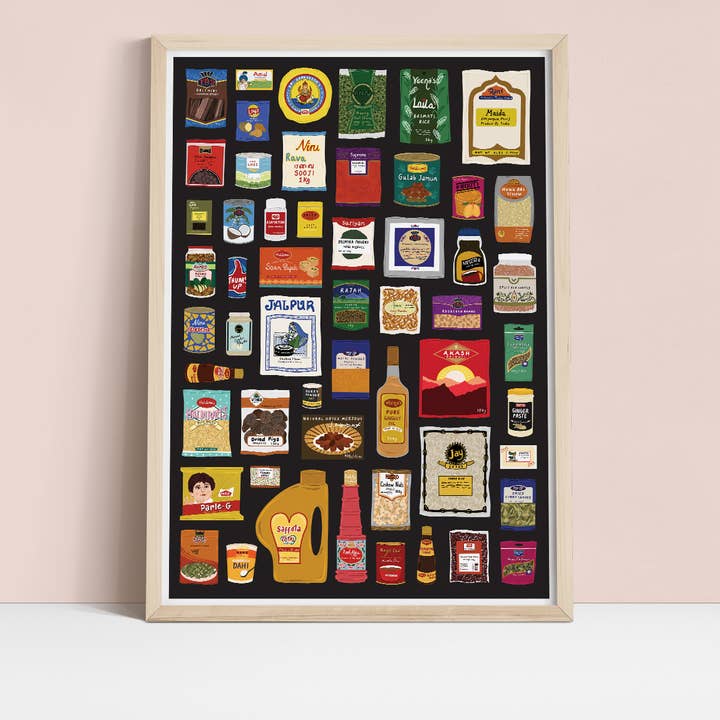 Indian Food Larder Print for wholesale by Bea Baranowska Illustration