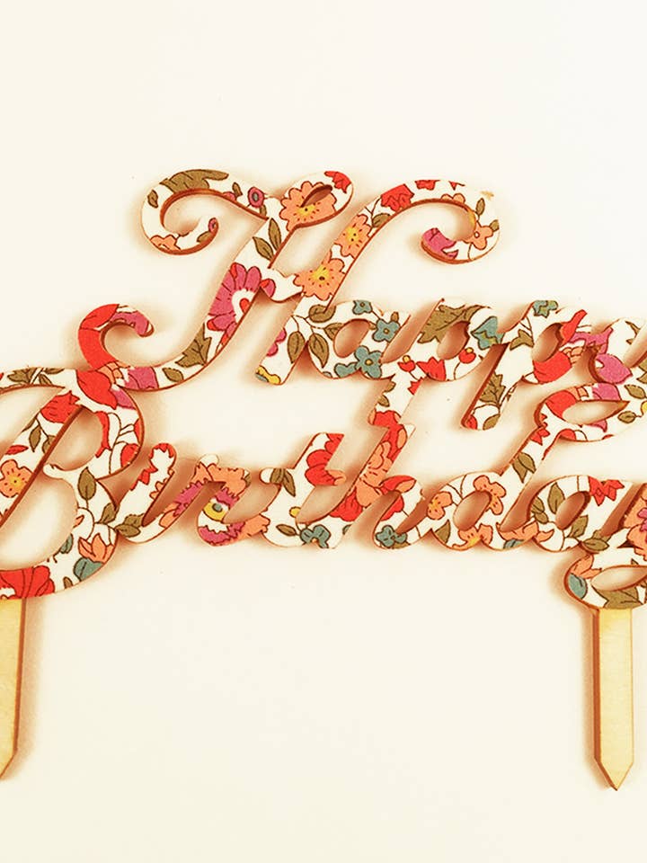 Danjo Liberty of London Happy Birthday Cake Topper for wholesale by Eleanor Moss Studio