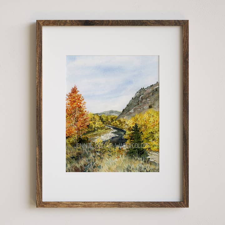 Juste au détour de la rivière pour la vente par Jennie Kilcup Watercolors