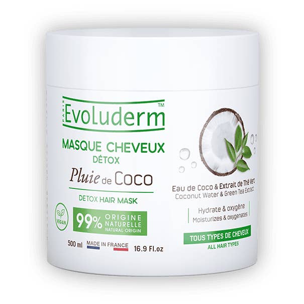 Maschera per capelli Coconut Rain Detox per la vendita all'ingrosso da parte di Evoluderm