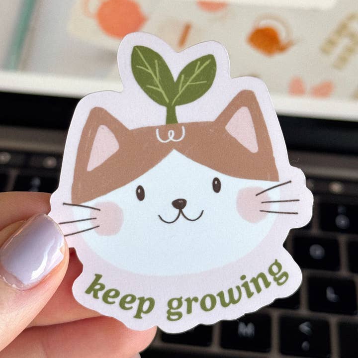 Keep Growing Cat Sticker for wholesale by Chat Papier