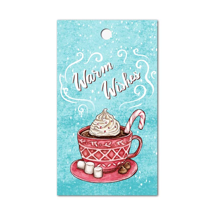 Pebermynte Varm Chokolade Gavekort, Sæt med 4, Snor Inkluderet for engroshandel hos Motif's Art Studio