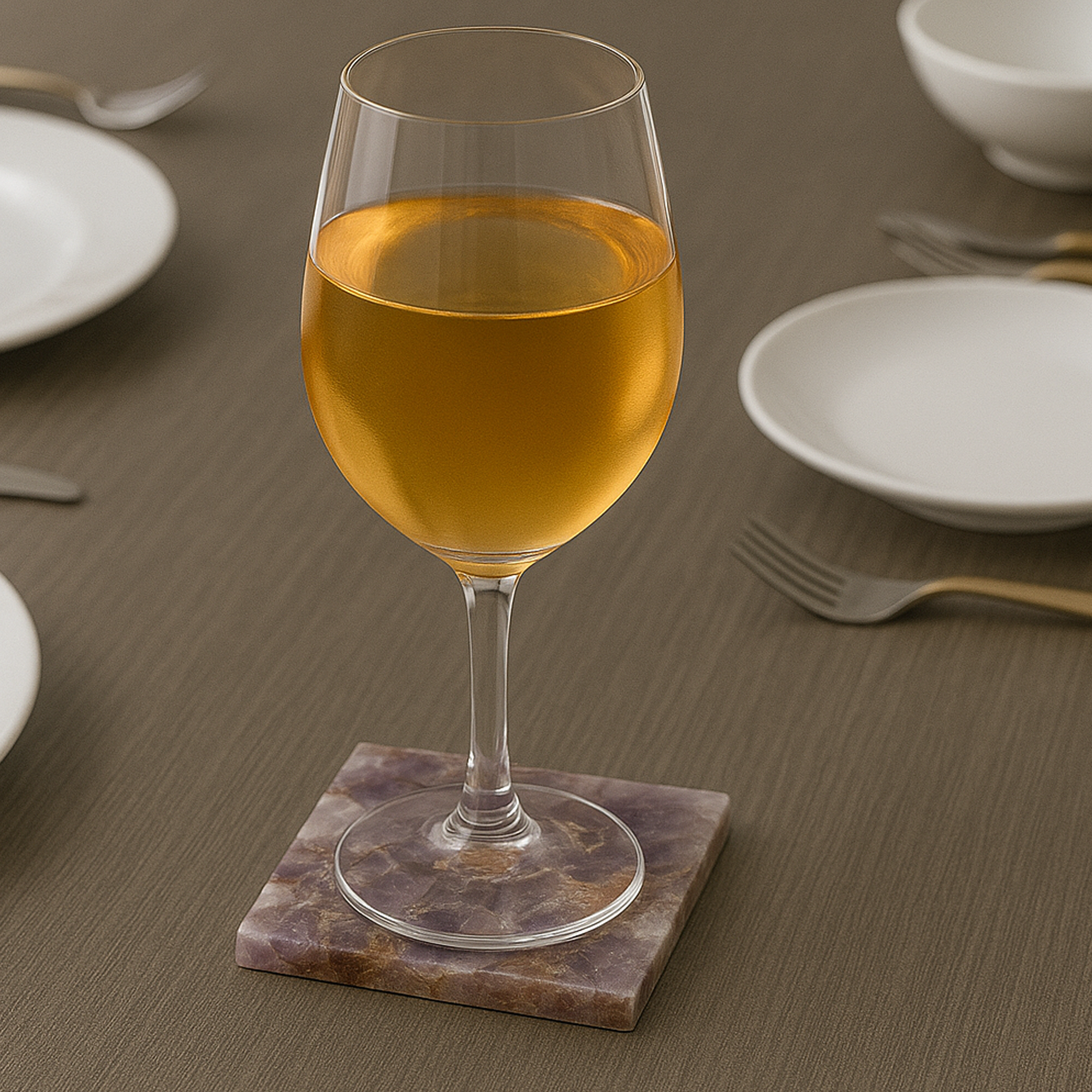 Serein Wellness – Engroshandel Bordskånere – Amethyst Coasters Lilla Krystal Sæt med 4 Stk4