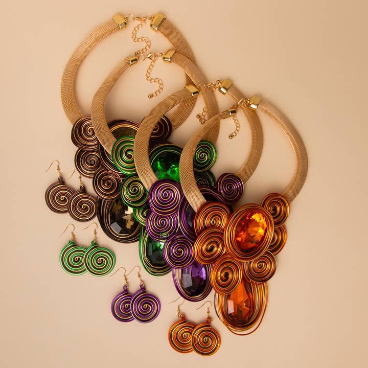 Crystal Amulet Necklace & Earring Set with Spiral Design and other Purchase Wholesale amuleto. Free Returns & Net 60 Terms on Faire trending on Faire.