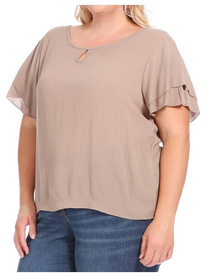 MOA COLLECTION - Wholesale Blouse - Women's - Women's Plus Size Short Sleeve Round Neck Blouse Top21