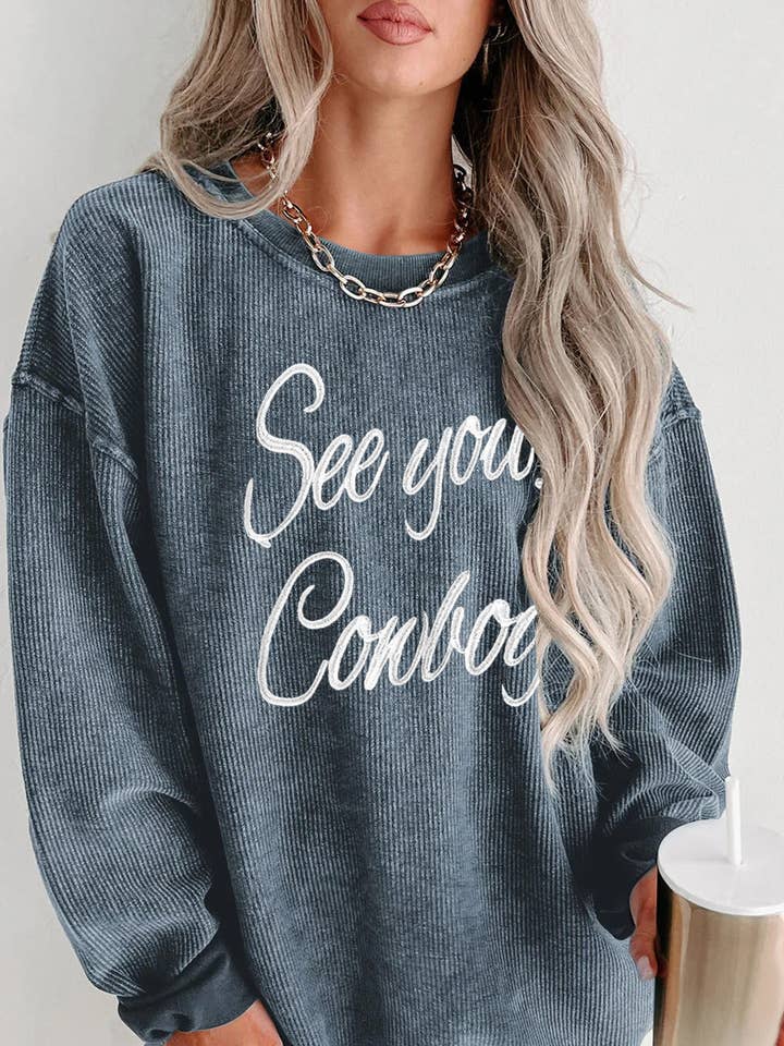 Western Cowboy Script Text Casual Sweatshirt for wholesale by Lovesoft