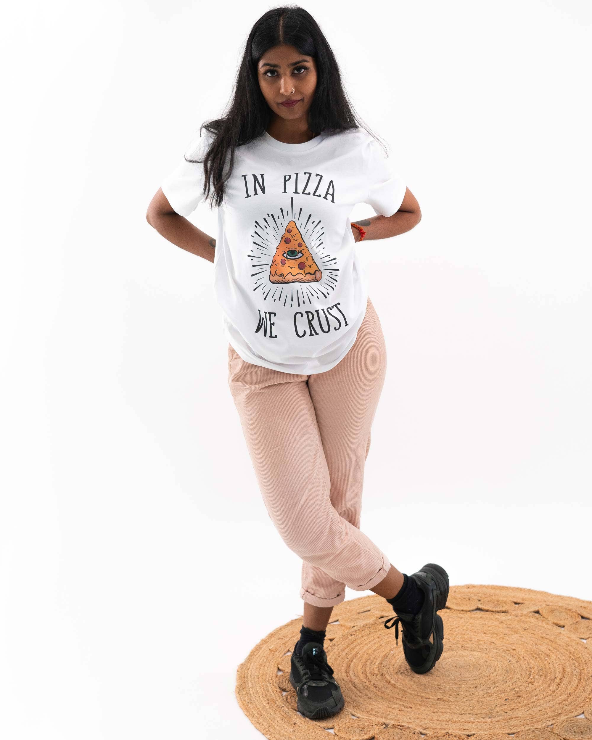 Grafitee - Wholesale Screen Printed T-Shirt - Unisex - In Pizza We Crust T-shirt - Pizza slogan graphic tee1