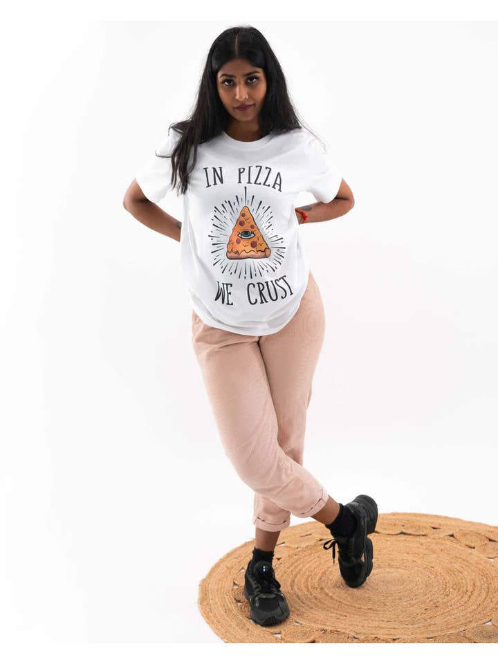 Grafitee - Wholesale Screen Printed T-Shirt - Unisex - In Pizza We Crust T-shirt - Pizza slogan graphic tee1