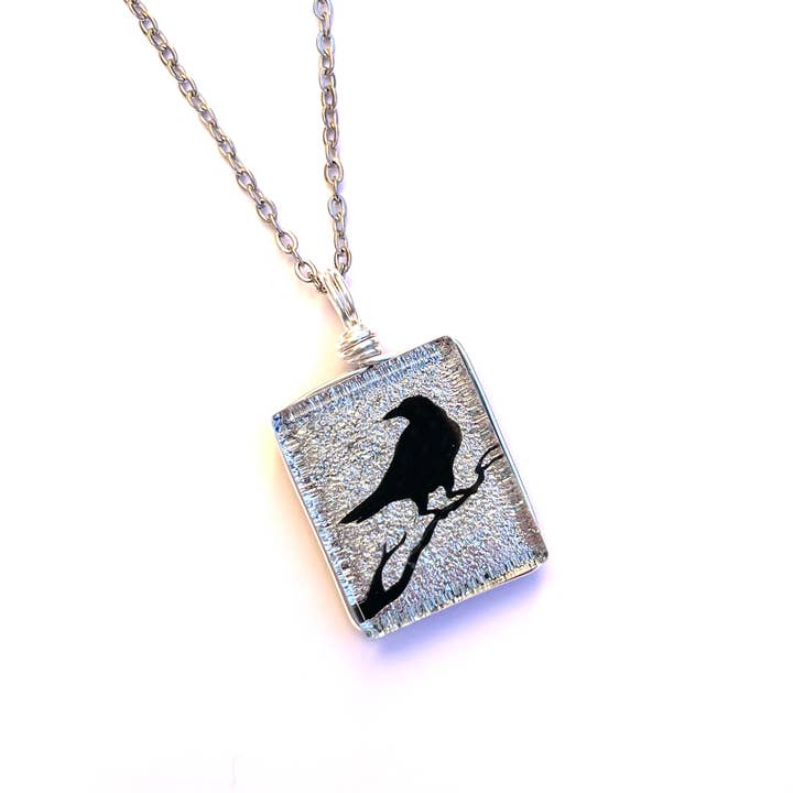 Dichroic Glass Pendant - Raven (NEW) for wholesale by Flame Work Designs - Glass Jewelry