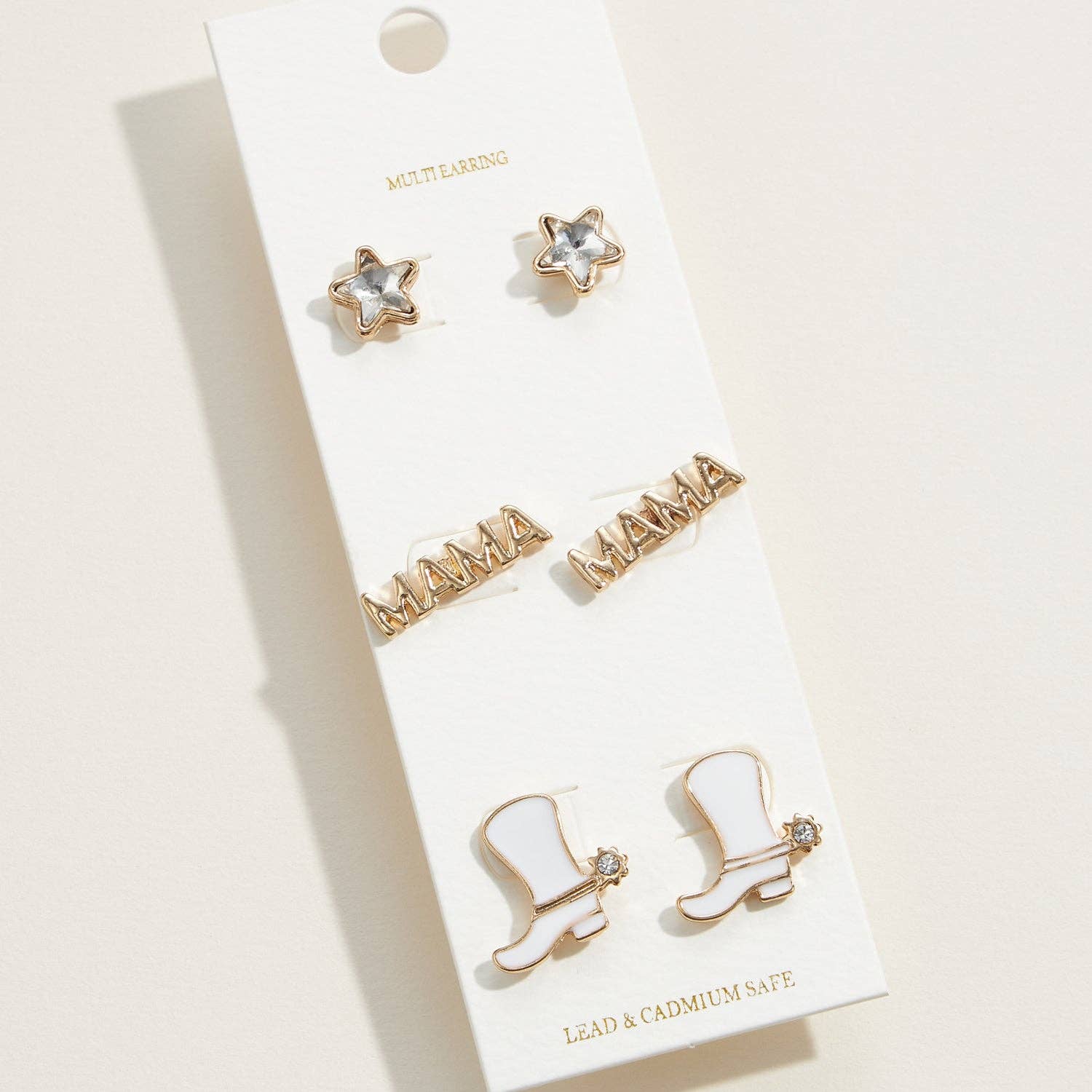 Frem - Wholesale Stud/Post Earrings - Western Boots MAMA Multi Pair Enamel Earrings4