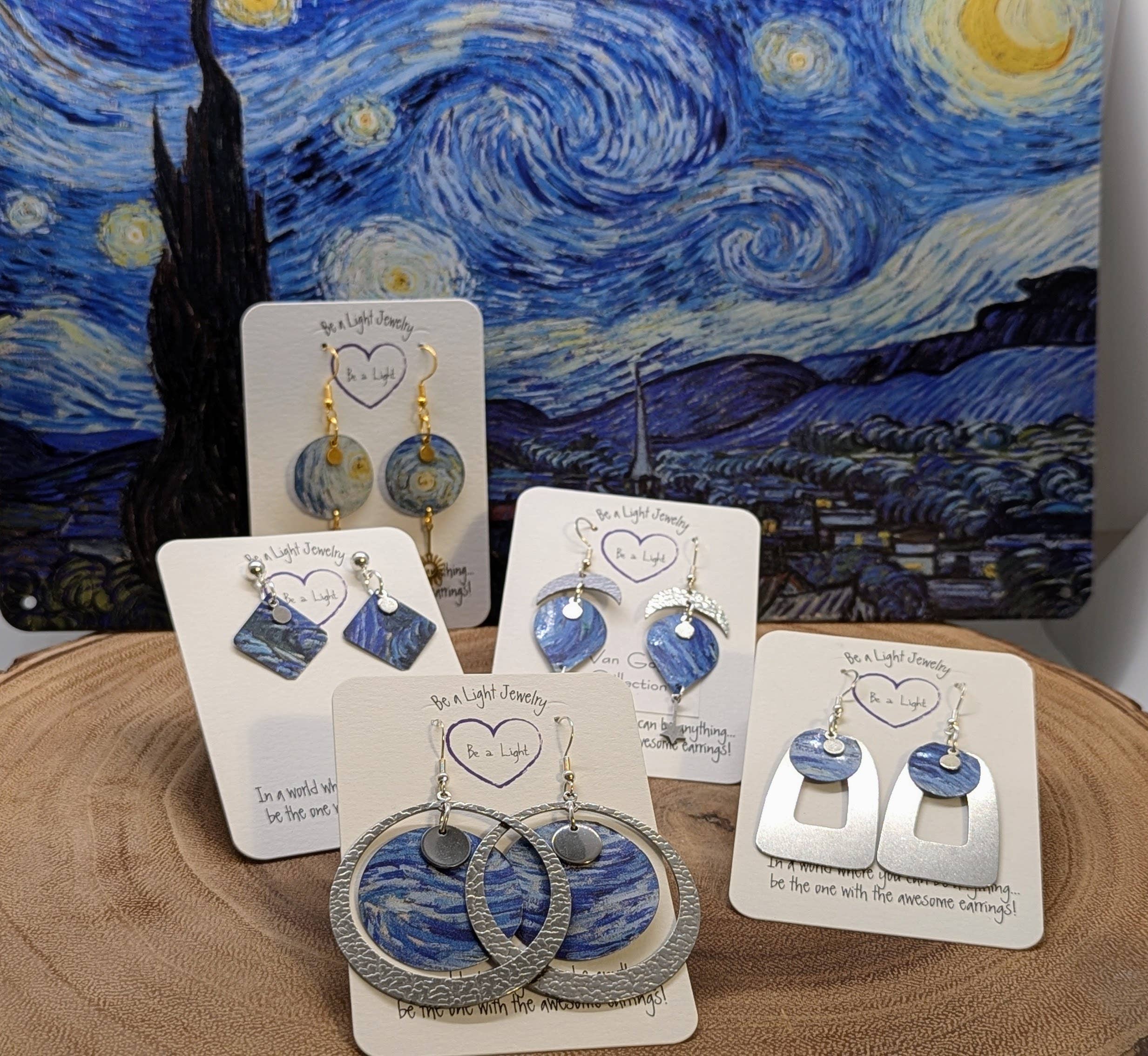 Be a Light Jewelry - Wholesale Dangle Earrings - Van Gogh earrings, Art earrings, set of 12, Collection #5