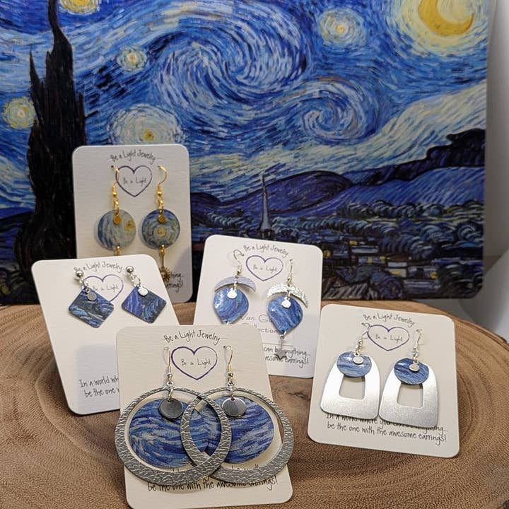Be a Light Jewelry - Wholesale Dangle Earrings - Van Gogh earrings, Art earrings, set of 12, Collection #50
