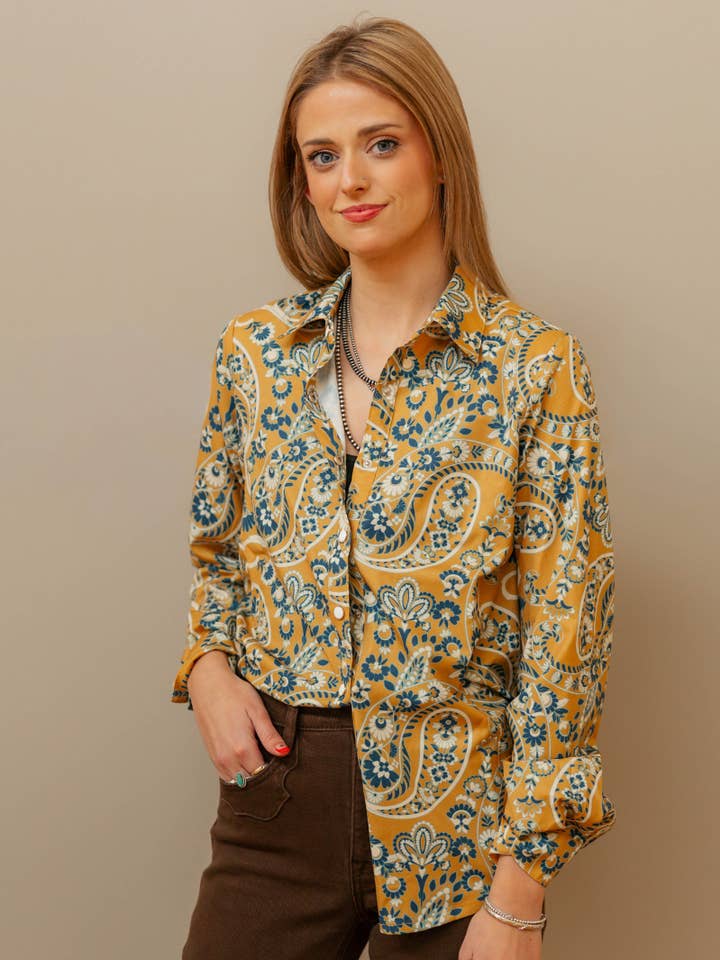 Bandana Honey Button Up for wholesale by Sterling Kreek