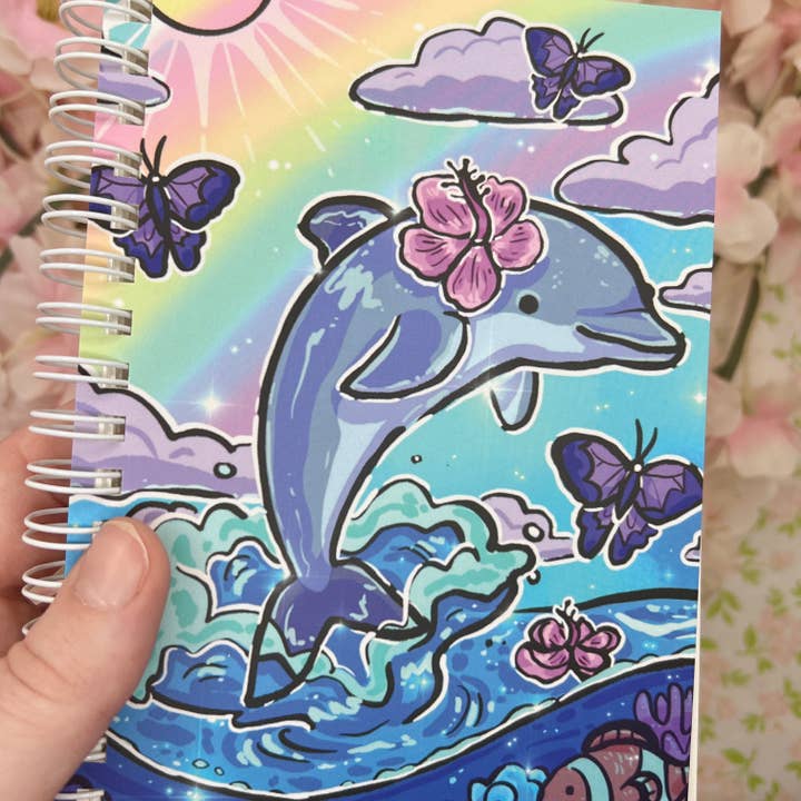 Woolblossom - Wholesale Sticker - Rainbow Beach Dolphin ~ Mini Reusable Sticker Book4