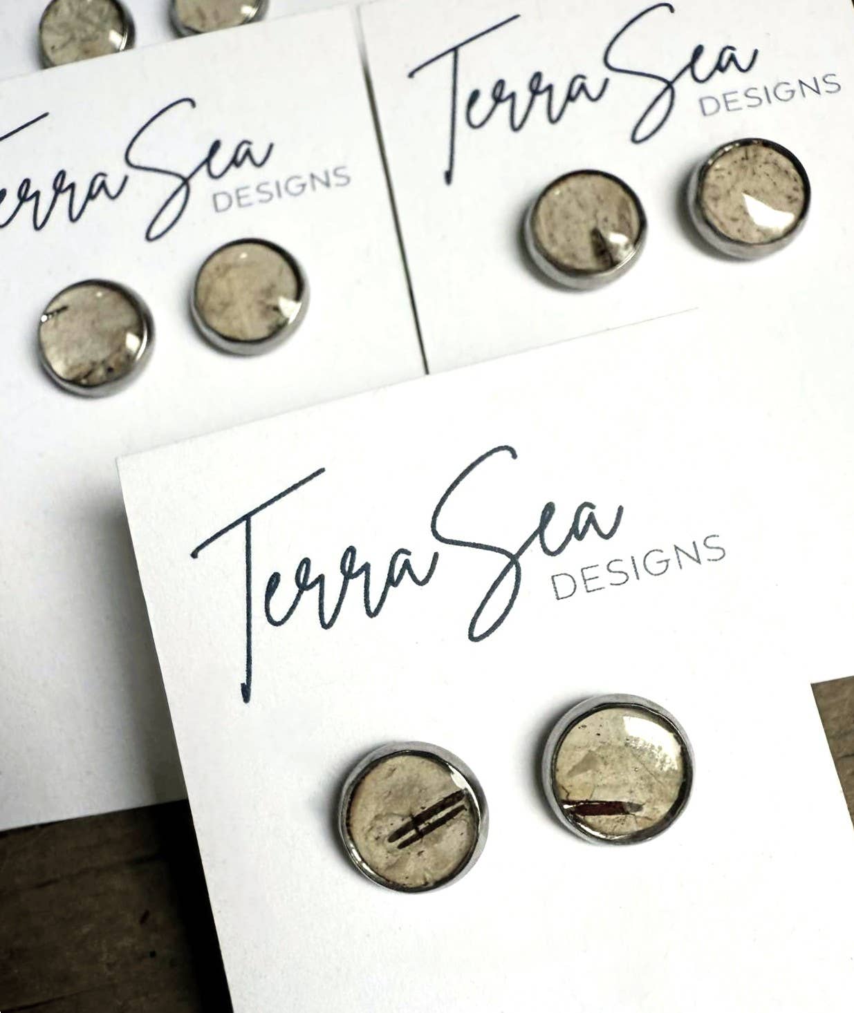 TerraSeaDesigns - Wholesale Stud/Post Earrings - Genuine Birch Bark Stud Earrings 8mm (Gray)2