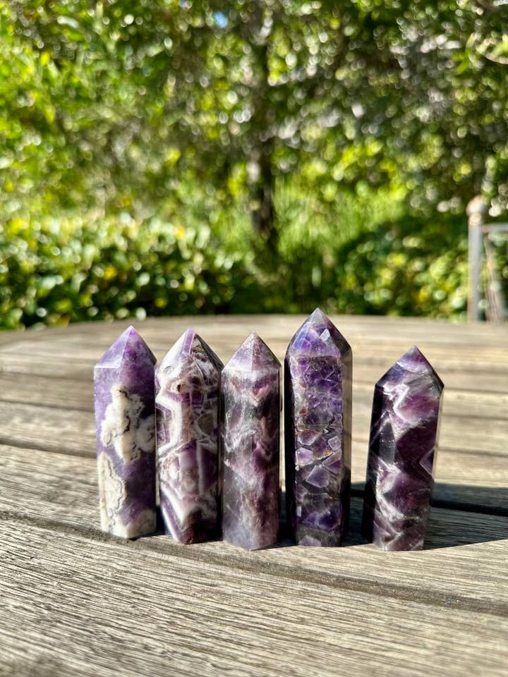 Wholesale Lot Natural Chevron Amethyst Obelisk Tower Point for wholesale by SunlitSage