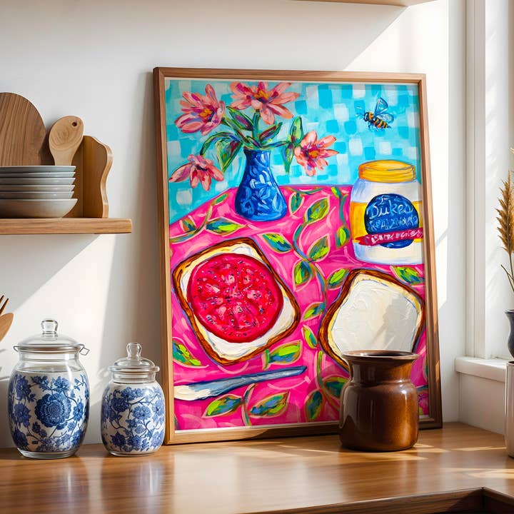 Audra Style - Wholesale Art Print - Tomato Sandwich Art Print, Dopamine Decor, Trendy Colorful Wall Poster, Maximalist Eclectic
