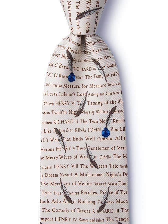 Shakespeare's Plays Tie - Crème Zijde voor wholesale door Alynn