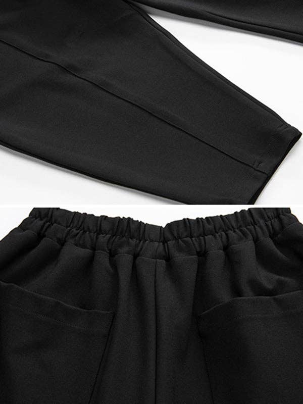 NEGRO Elegantes pantalones harén de elasticidad sólida de venta al por mayor en Faire10