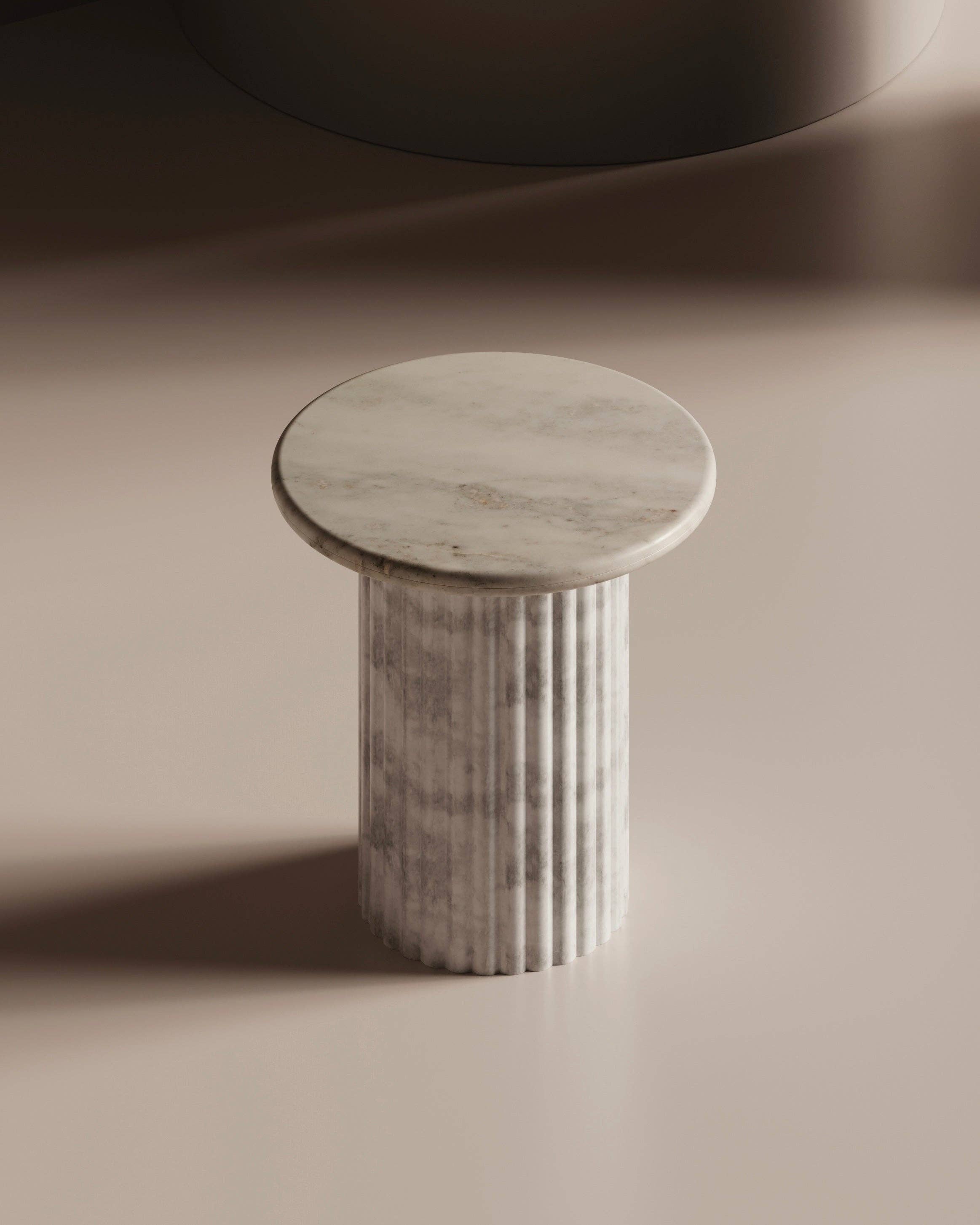 Belaré Home - Wholesale Side Table - Waverly White Marble End Table - 20x20 Italian Contemporary Design Side Table1