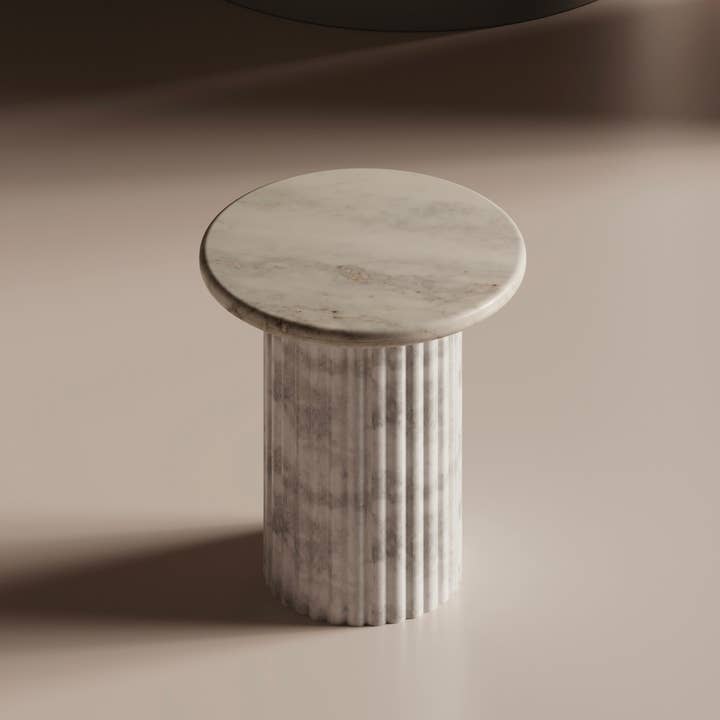 Belaré Home - Wholesale Side Table - Waverly White Marble End Table - 20x20 Italian Contemporary Design Side Table1