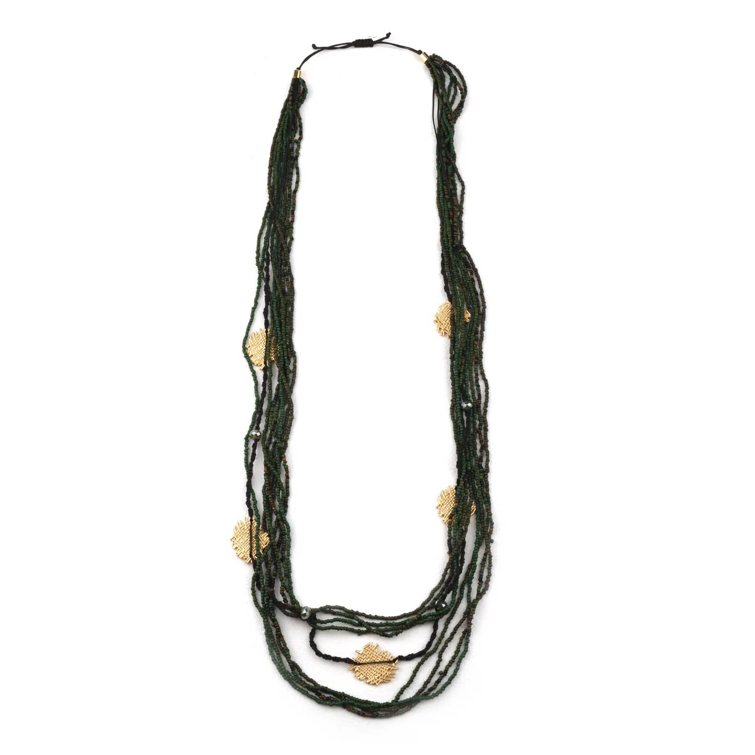 Domoflor s.l - Wholesale Beaded/Pearl Necklace - 🍁✨ Long Layered Necklace with Beads and Golden Leaves 🌿3