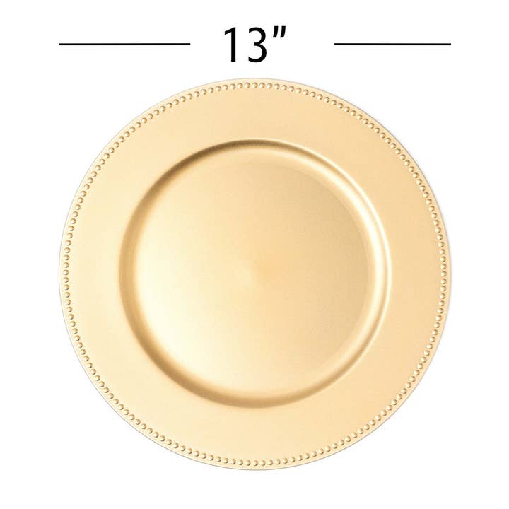 Portofino International Trading, USA - Wholesale Charger Plate - Matte Beaded Edge Plastic Charger Plate 13" - Gold5
