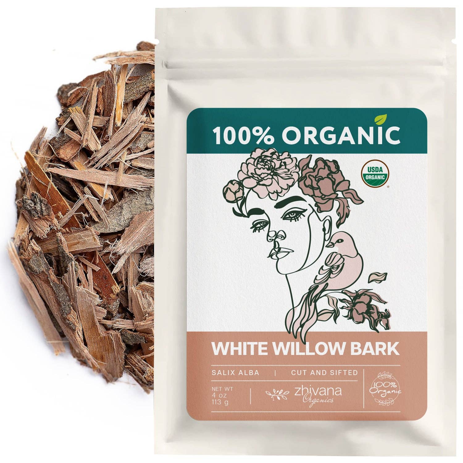 Zhivana Organics - Wholesale Health/Detox Tea - Organic White Willow Bark (Salix alba) – 5 lb Bulk1