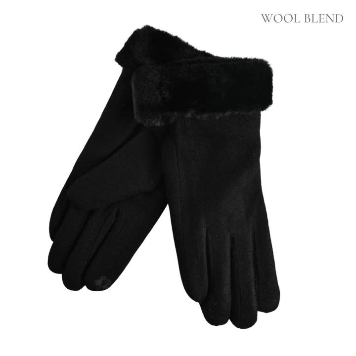 THSG1097: Black: Stitching Double Layer Gloves for wholesale by Taylor Hill Scarves & Co