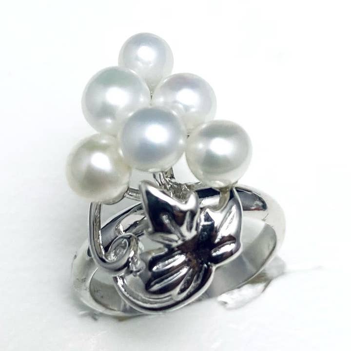 Wijngaardstijl Cluster Parel Zilveren Ring voor wholesale door Twan Kee Jewelry